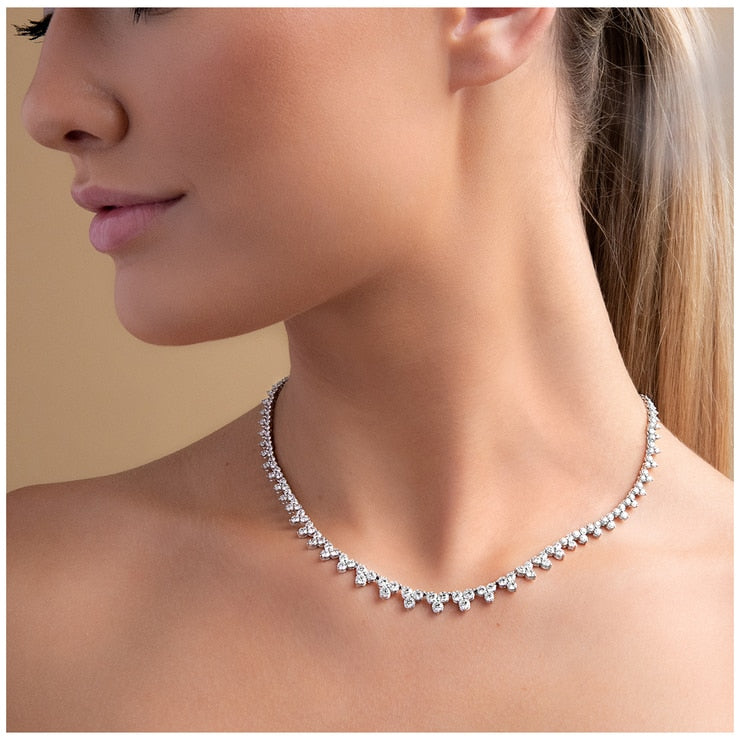 18KT White Gold 8.77ctw Round Brilliant Cut Diamond Necklace