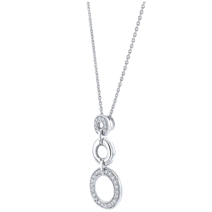 18KT White Gold 0.31ctw Round Diamond Three Circle Pendant