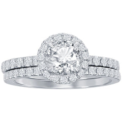 18KT White Gold 0.73ctw Round Centre Diamond Ring Set