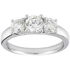 18KT White Gold 1.00ctw Round Diamond Three Stone Ring