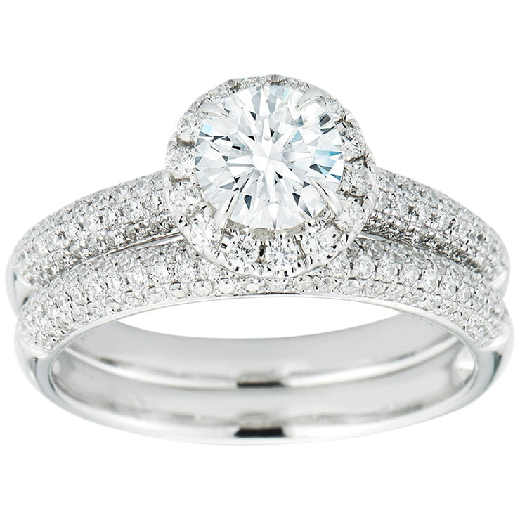18KT White Gold 1.38ctw Diamond Bridal Set With 0.80ctw Centre