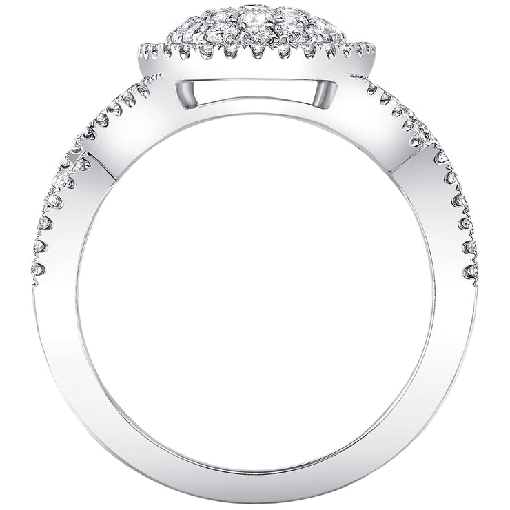 18KT White Gold 1.00ctw Round Brilliant Cut Oval Cluster Ring