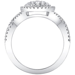 18KT White Gold 1.00ctw Round Brilliant Cut Oval Cluster Ring