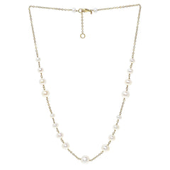 14KT Yellow Gold Cultured Freshwater Pearl Graduated Station Necklace