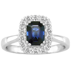 18KT White Gold 0.37ctw Diamond Sapphire Centre Ring