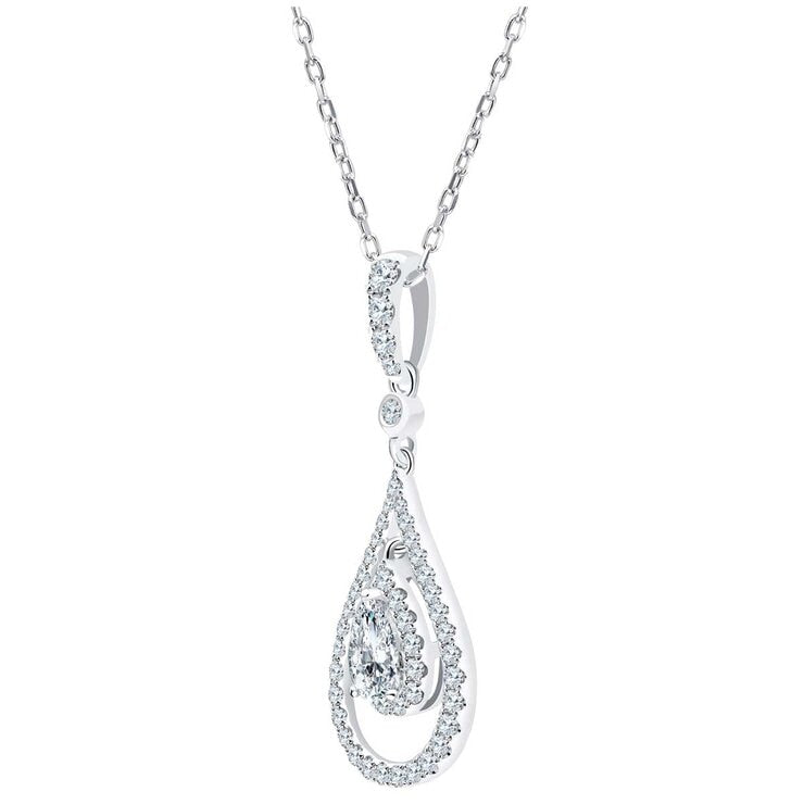 18KT White Gold 0.85ctw Diamond Teardrop Pendant