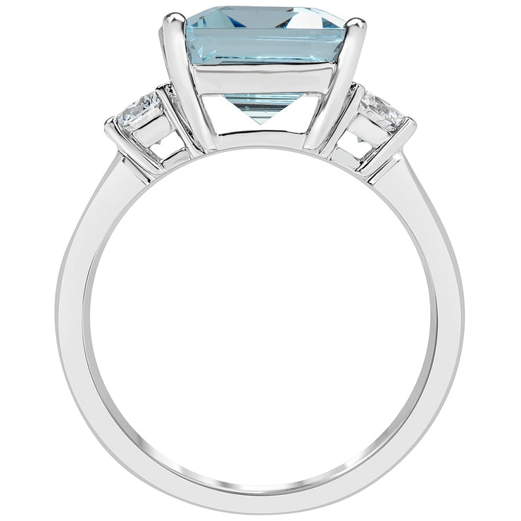 18KT White Gold Aquamarine And Diamond Ring