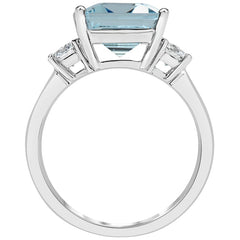 18KT White Gold Aquamarine And Diamond Ring