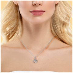18KT White Gold 0.25ctw Round Brilliant Cut Diamond Clover Pendant
