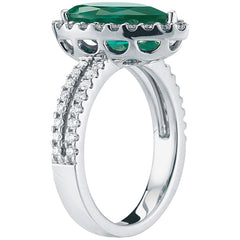 18KT White Gold Lab Emerald And 0.59ctw Diamond Ring