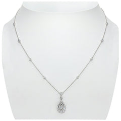 18KT White Gold 1.30ctw Round Diamond Drop Necklace