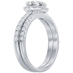 18KT White Gold 0.73ctw Round Centre Diamond Ring Set