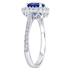 18KT White Gold 0.41ctw Diamond Halo Sapphire Ring