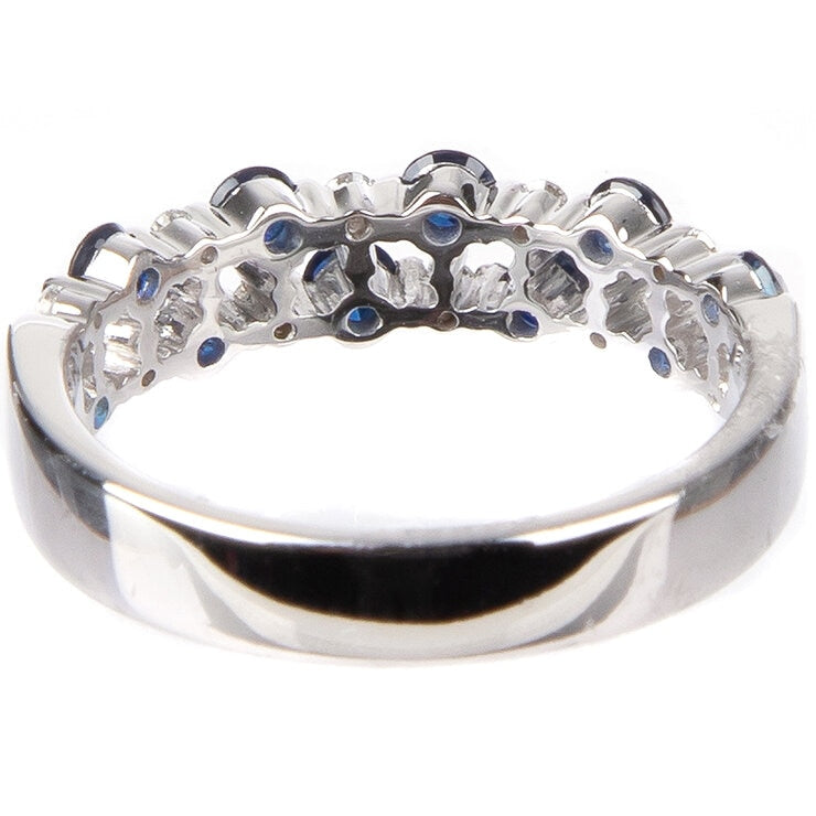 18KT White Gold 0.12ctw Diamond And Blue Sapphire Ring