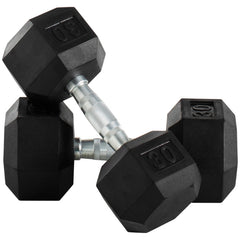 Weider Rubber Hex Dumbbell 80kg Set With Rack