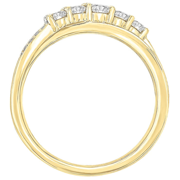 18KT Yellow Gold 0.50ctw Round Diamond Crossover Ring