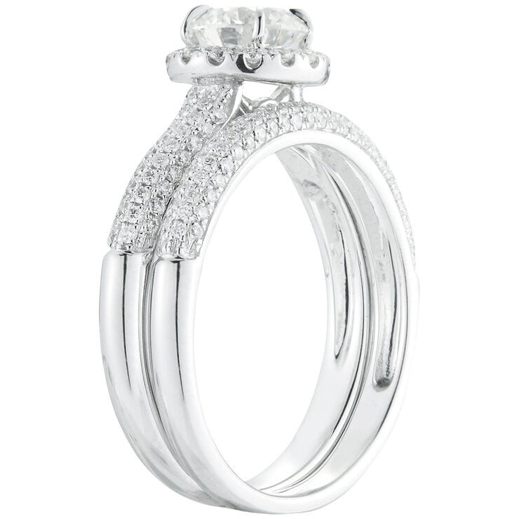 18KT White Gold 1.38ctw Diamond Bridal Set With 0.80ctw Centre