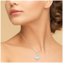 18KT White Gold 0.15ctw Diamond Cultured Freshwater Pearl Pendant