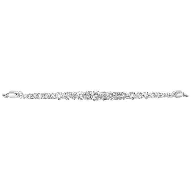 18KT White Gold 0.75ctw Round Diamond Adjustable Bracelet