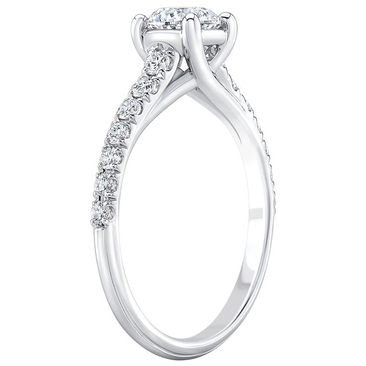 18KT White Gold 0.78ctw Diamond Ring With 0.50ctw Centre Stone