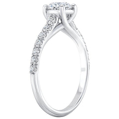 18KT White Gold 0.78ctw Diamond Ring With 0.50ctw Centre Stone