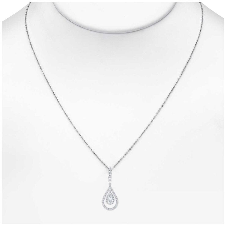 18KT White Gold 0.85ctw Diamond Teardrop Pendant