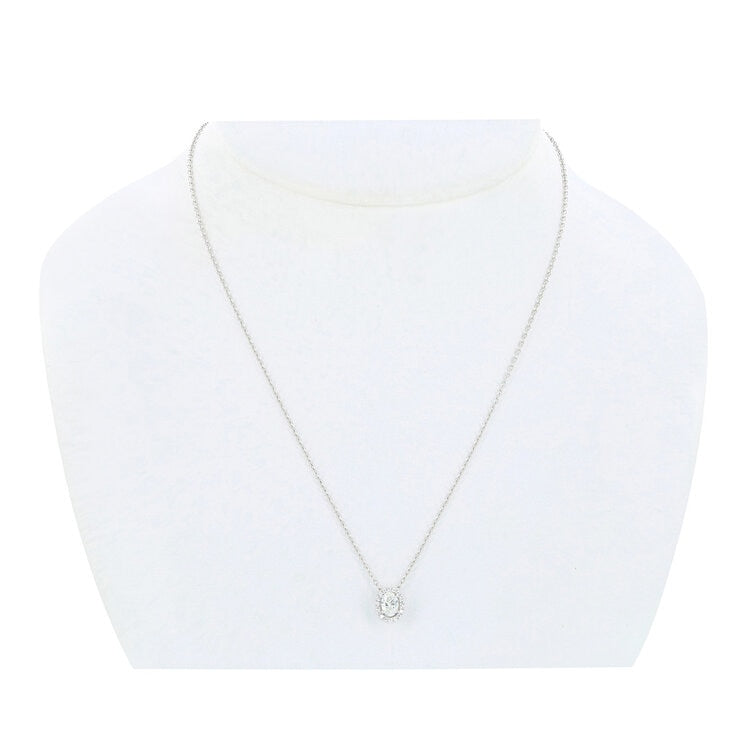 18KT White Gold 0.60ctw Diamond Oval Centre Pendant