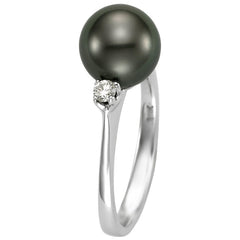 18KT White Gold 0.12ctw Diamond 8-9mm Cultured Freshwater Pearl Ring