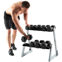 Weider Rubber Hex Dumbbell 80kg Set With Rack