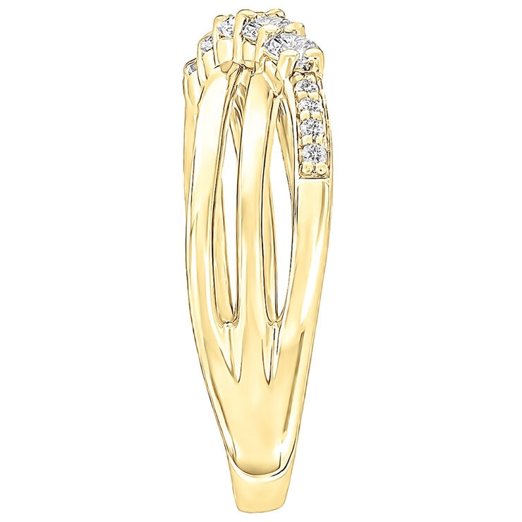 18KT Yellow Gold 0.50ctw Round Diamond Crossover Ring