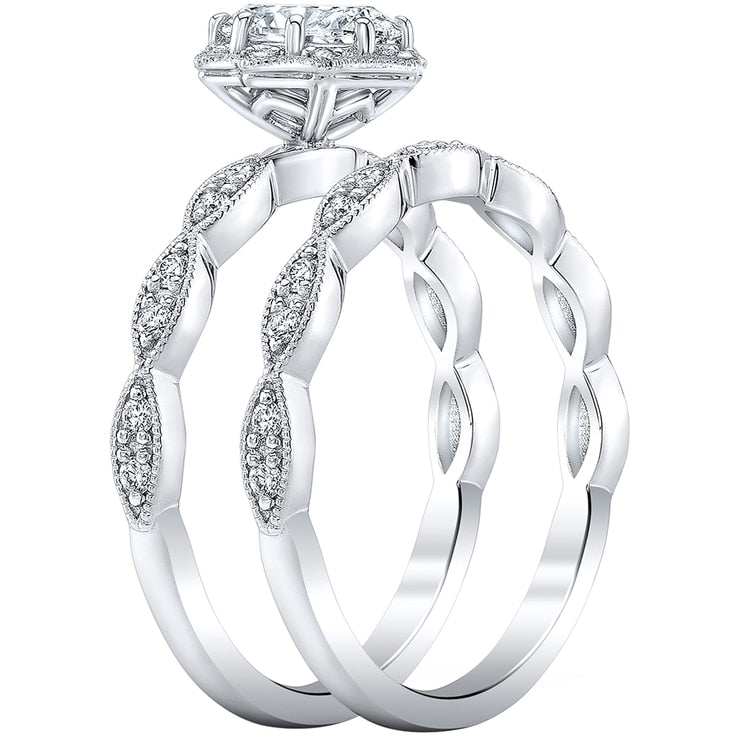 18KT White Gold 1.00ctw Diamond Bridal Ring Set