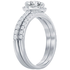 18KT White Gold 0.73ctw Round Centre Diamond Ring Set