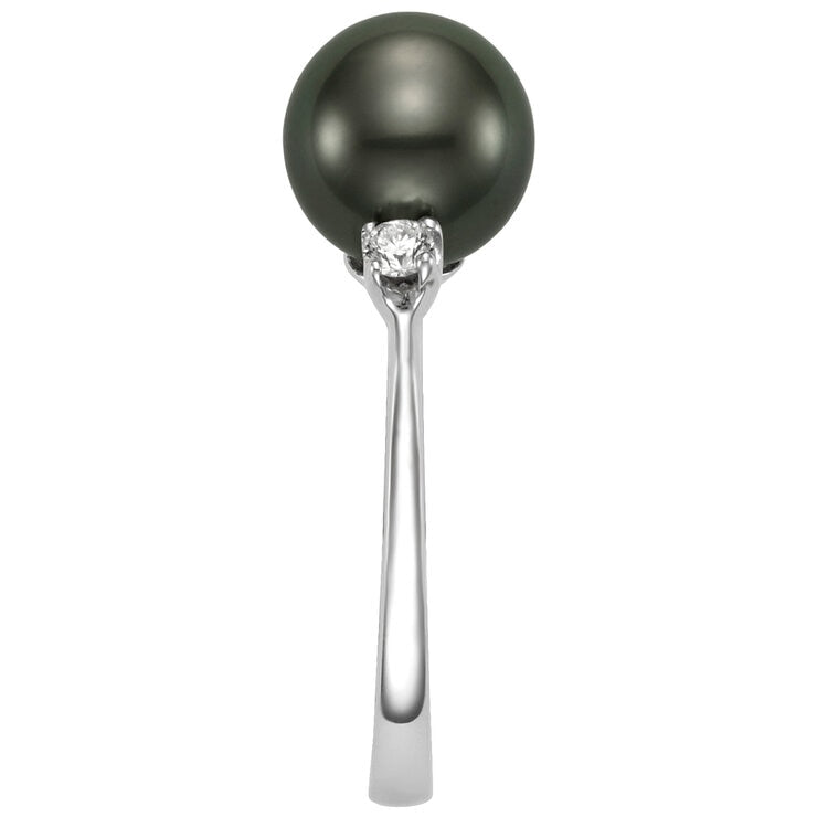 18KT White Gold 0.12ctw Diamond 8-9mm Cultured Freshwater Pearl Ring
