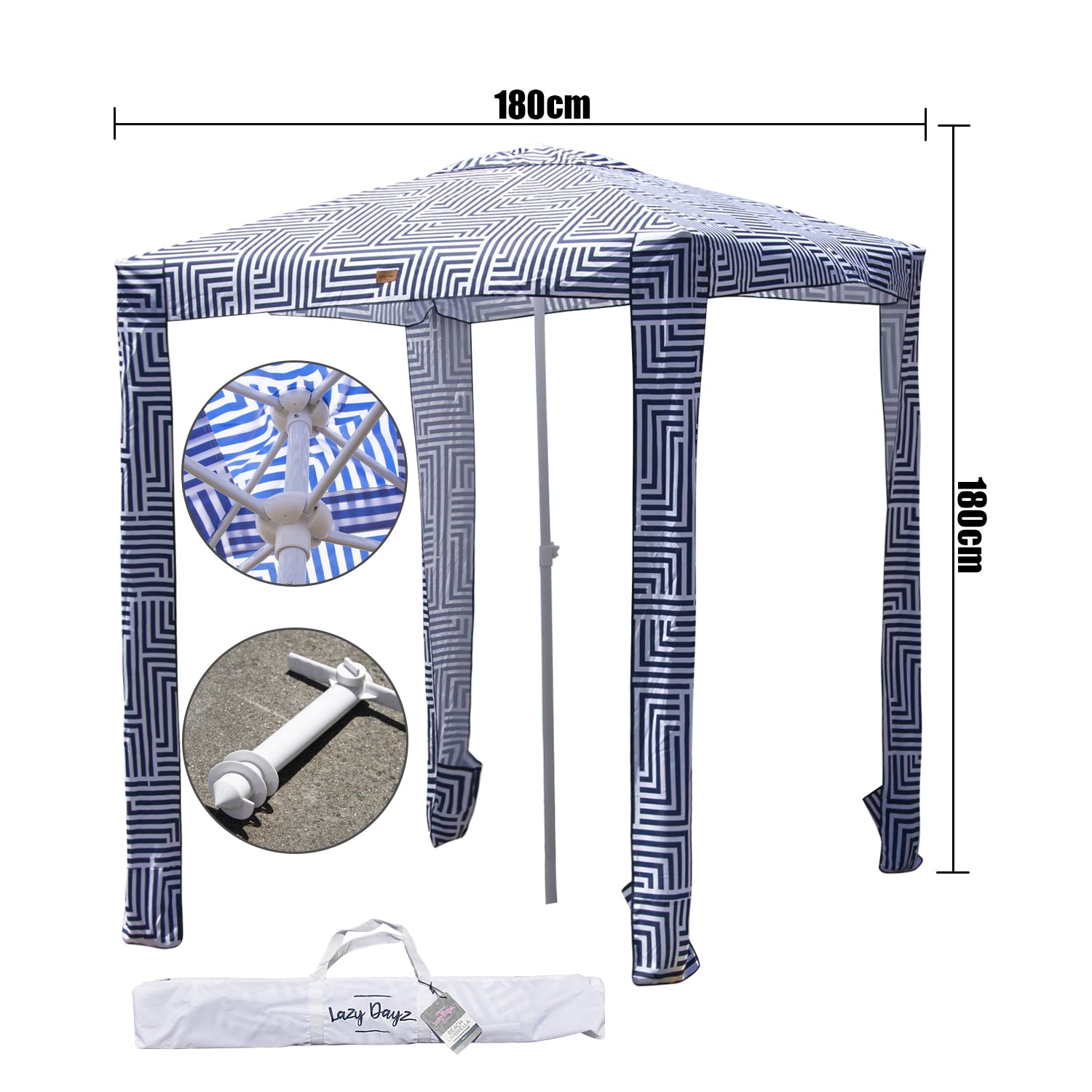 Portable Beach Cabana Tent Sun Shelter 180cm UPF50+Carry Bag UV Protection Shade