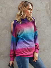 Fantasy Contrast Color Off-shoulder Long Sleeve Women Sweatshirt