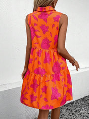VCAY Floral Print Ruffle Hem Dress