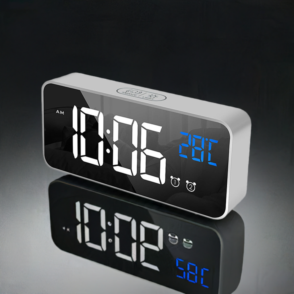 GOMINIMO Digital Clock Mirrored Grey