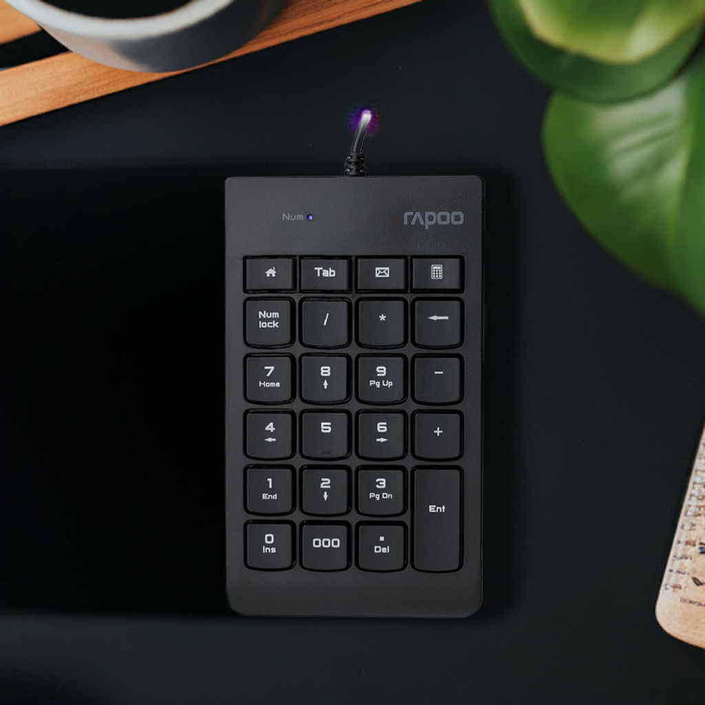 RAPOO K10 Wired Numeric NumberPad Keyboard - Spill Resistant Design, Laser Carved Keycap, Spill-Resistant Design, Easy Installation