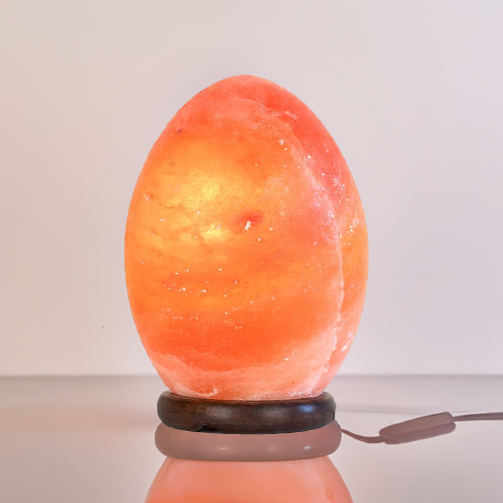 12V 12W Egg Himalayan Pink Salt Lamp Carved Rock Crystal Light Bulb On/Off Switch