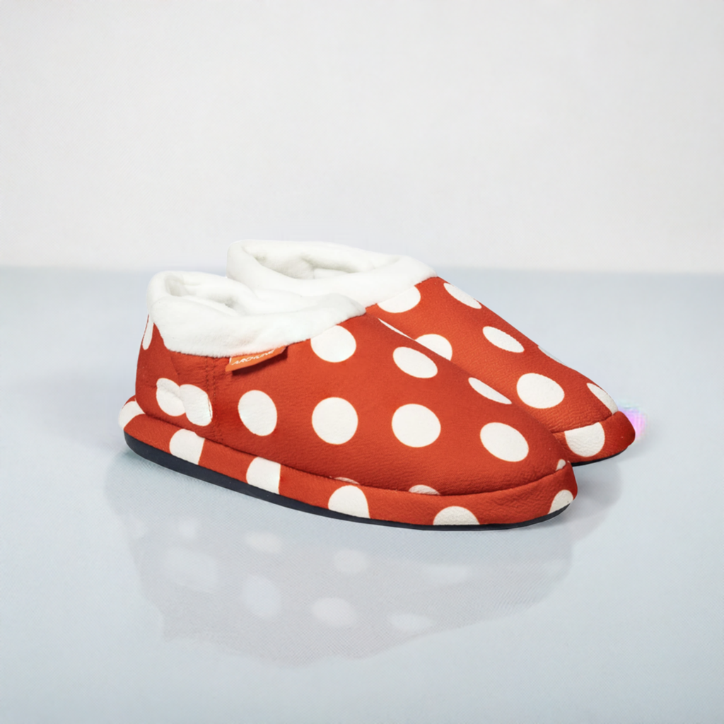 ARCHLINE Orthotic Slippers CLOSED Back Scuffs Moccasins Pain Relief - Red Polka Dots - EUR 35 (Womens 4 US)