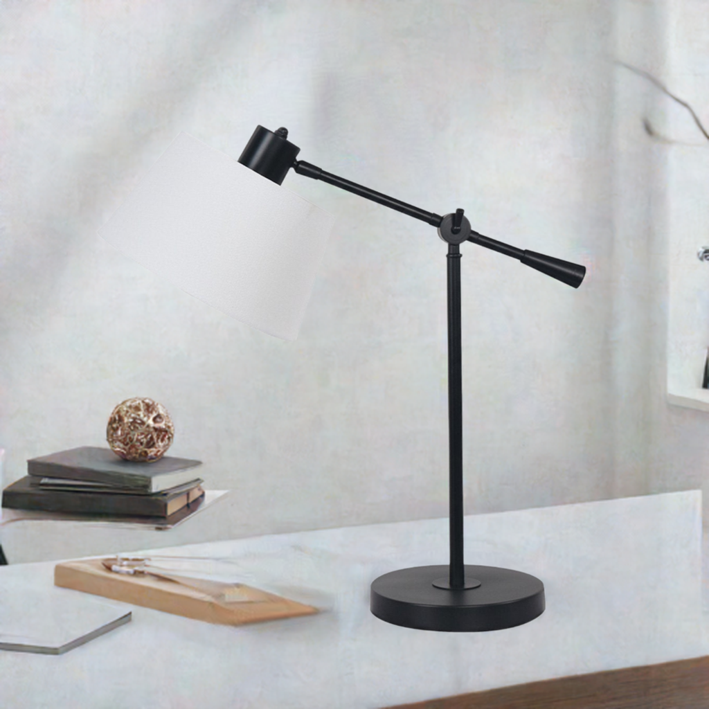 Sarantino Adjustable Metal Table Lamp In Black