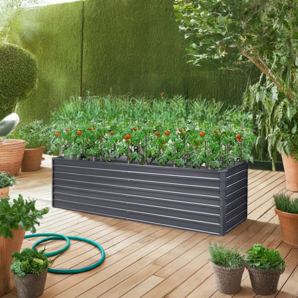 Green Fingers Garden Bed 320x80x77cm Planter Box Raised Container Galvanised Herb-SA_Metro