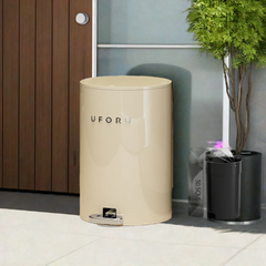 Cream white round (iron) double open trash can 12 liters 22.5cm * 33.5cm (inner container 20 * 30.5)