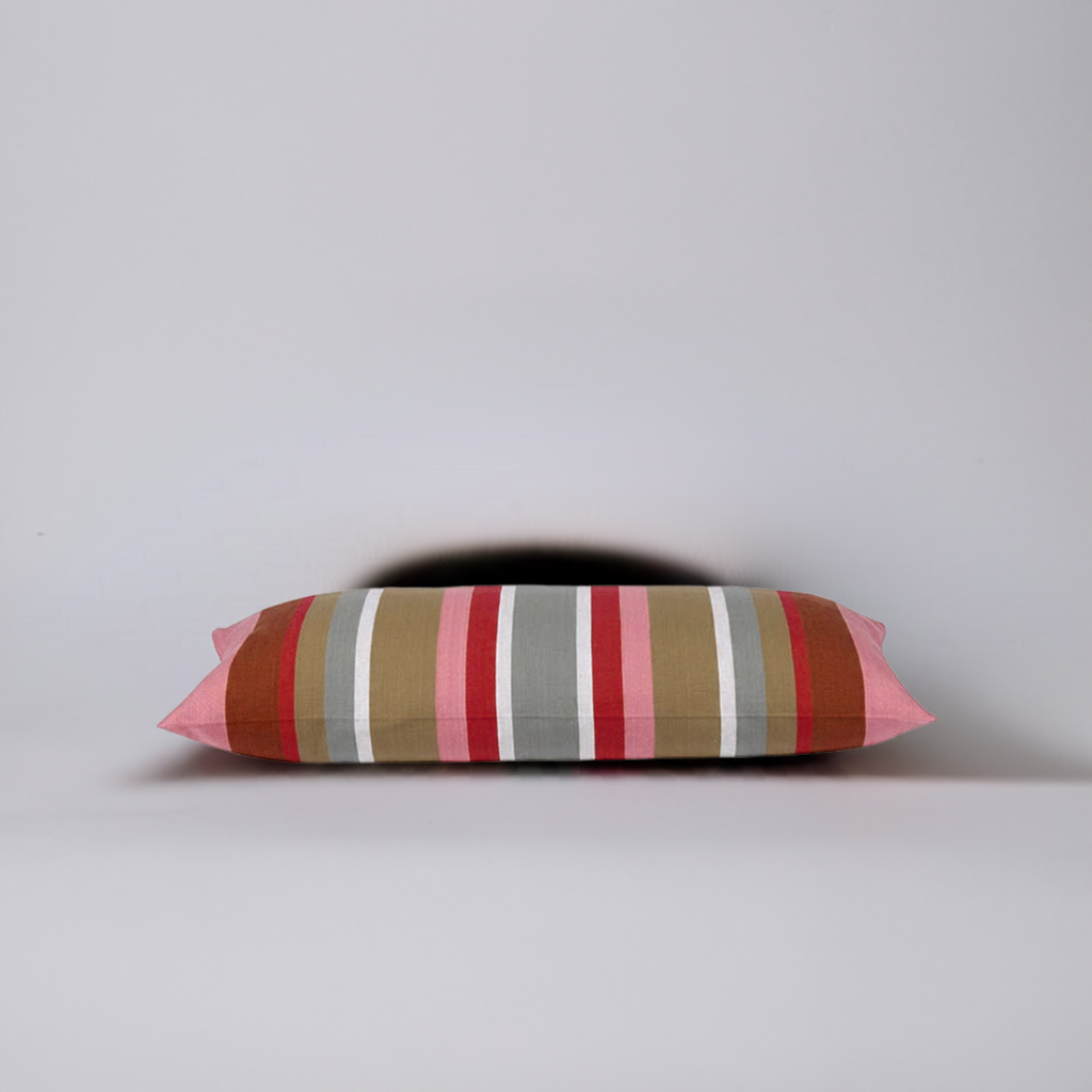 Pack of 4 Corban Rose Pink Based Striped Cushion Cover Multicoloured Rectangle 35x70cm