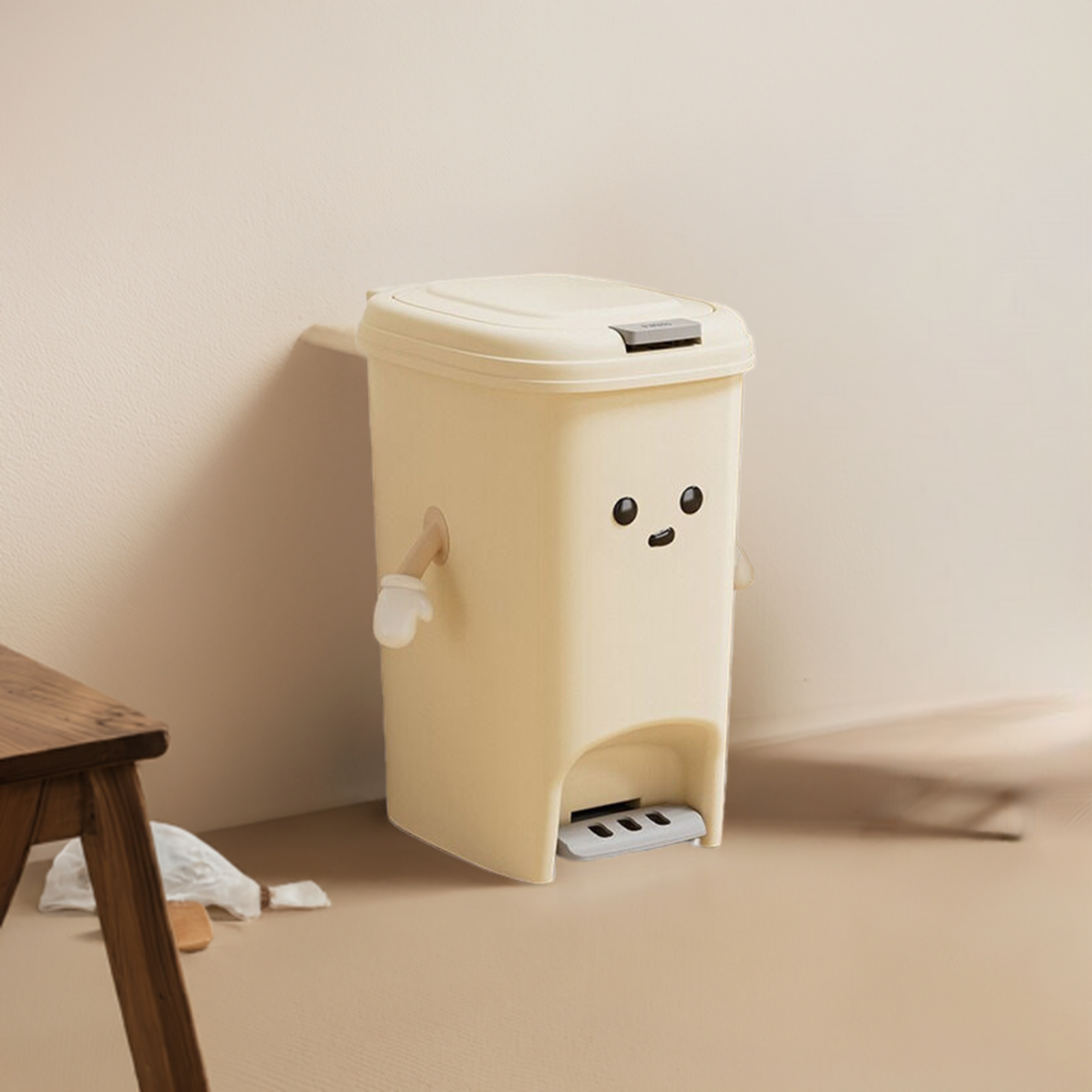 Cream white 10L foot pedal trash can U fun style 20cm * 27.5cm * 27.5cm