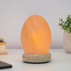 USB Himalayan Salt Lamp - Egg Cone Carved Shape Pink Crystal Rock LED Light