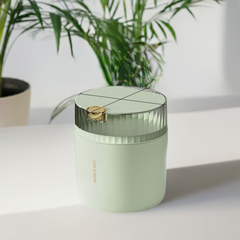 Light cedar green desktop trash can (standard with one roll of garbage bag) 14cm * 15cm (including button) * 16cm