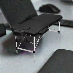 Zenses Massage Table 55cm Portable 2 Fold Aluminium Beauty Bed Black-ACT