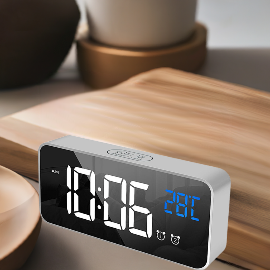 GOMINIMO Digital Clock Mirrored Grey