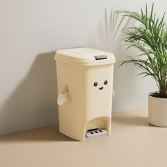 Cream white 10L foot pedal trash can U fun style 20cm * 27.5cm * 27.5cm